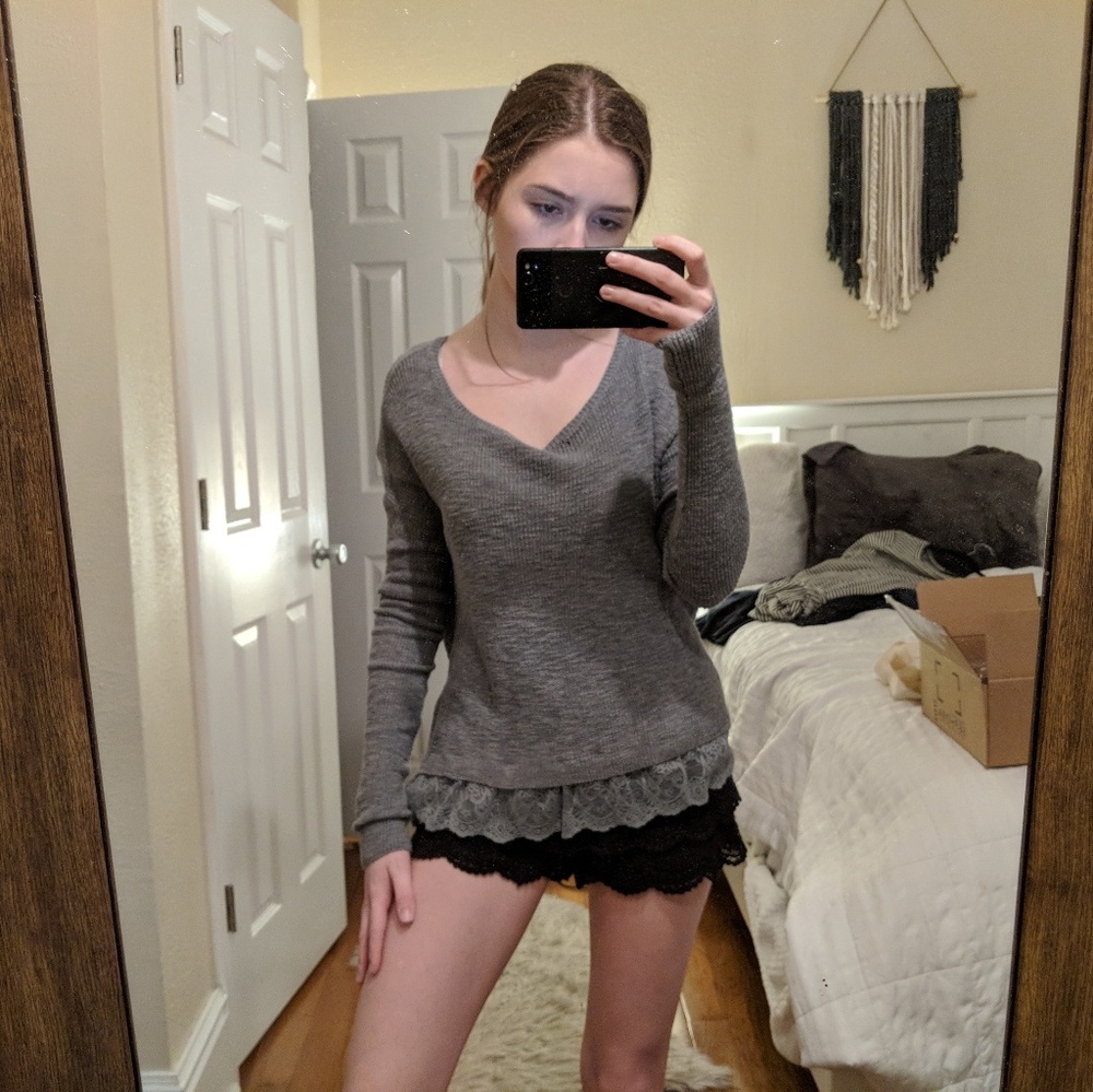 Hollister sweater w/ lace trim
